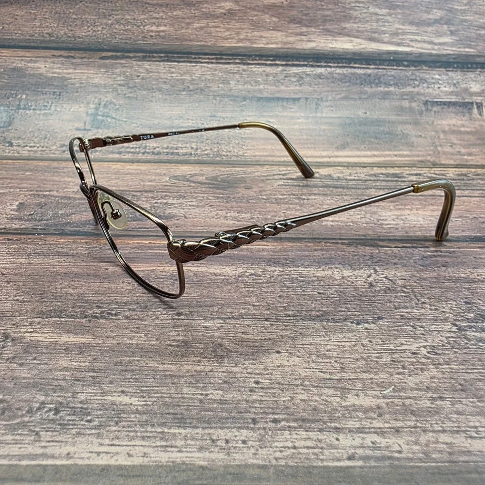 Tura R911 Bronze Metal Oval Eyeglass Frames Braided Temple Detail 52-17-135